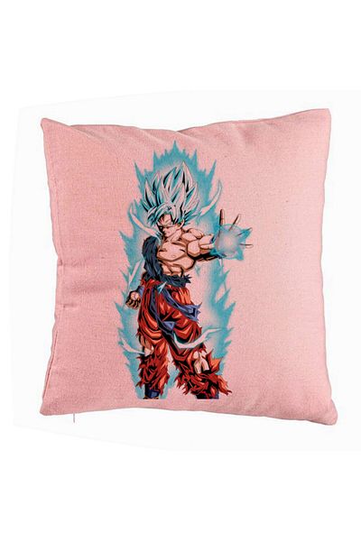 BEKZ Pernă decorativă cu Goku Vegeta Super Saiya Saiyan Dragon Ball, 40x40 cm, roz, husă detașabilă,