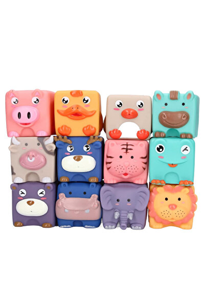 Picodino Set 12 Cuburi Moi cu Animalute pentru Bebelusi – Soft Blocks Sensoriale