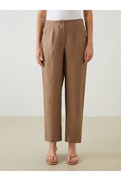 LC Waikiki New Season Elastic Waist Linen Women's Trousers - S5Kk37Z8