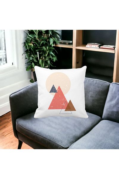 BEKZ Pernă decorativă cu 4 forme geometrice abstracte, multicoloră, 40x40 cm, albă, mată, husă detașabilă,