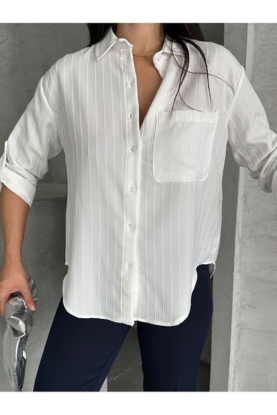MYGİYİMİSTANBUL Women's Striped Long Sleeve Shirt