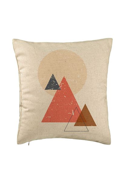 BEKZ Pernă decorativă, model abstract cu forme geometrice 4, multicolor, 40x40 cm, bej, husă detașabilă