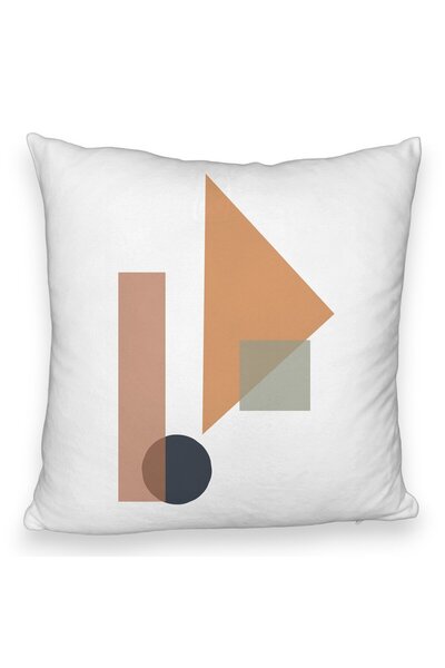 BEKZ Pernă decorativă pufoasă, model cu forme geometrice 1, multicoloră, 40x40 cm, albă, husă detașabilă,