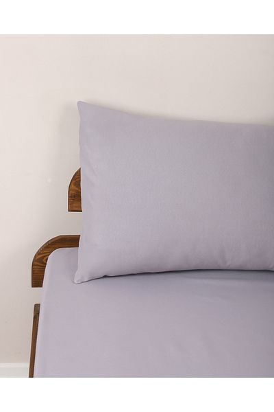 Lio20 Fitted Cotton Fabric Bed Sheet and Pillowcase Set-Elastic-Fade Resistant-Grey