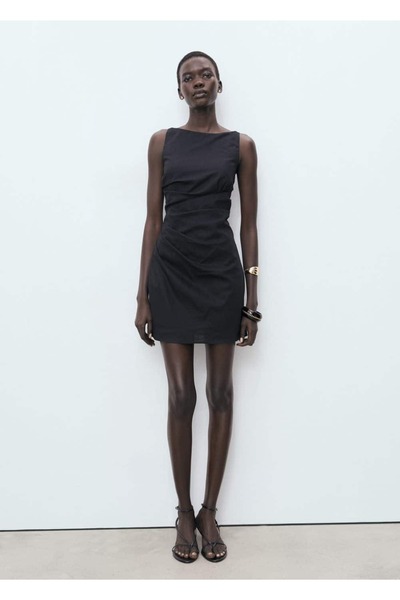 MANGO Woman Drape keten elbise