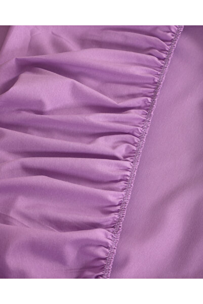 Lio20 Fitted Cotton Fabric Bed Sheet and Pillowcase Set-Elastic-Fade Resistant-Purple