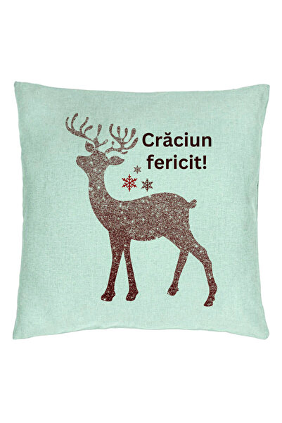 BEKZ Декоративна възглавница с коледна тематика, елени и текст 5, 40x40 см, м...