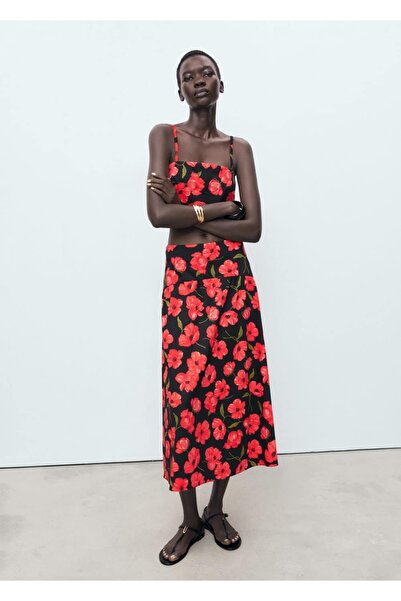 MANGO Woman Çiçek desenli evaze etek