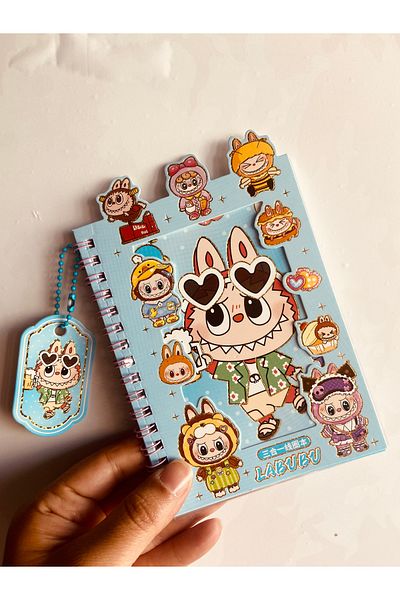 synshop Labubu Sticker Label Sticker 16 Sheets (300 Pieces) Waterproof + Opaque 8 Sheets Notepad