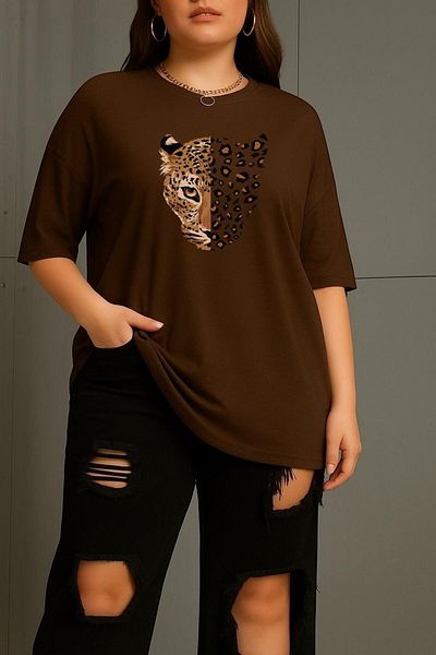 BENROMA 1 T-Shirt Gift for Purchases of 6 or More in Cart - Large Size Leopard Printed Unisex T-Shirt