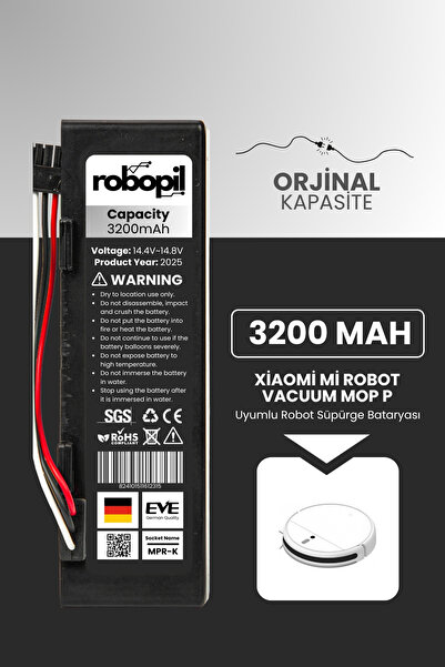 ROBOPİL Xiaomi Mi Robot Vacuum Mop P Uyumlu Batarya (STANDART KAPASİTE) 3200m...