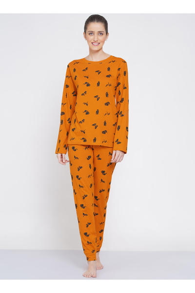 LAUREN SMITH طقم بيجامة نسائي مكون من قطعتين من ملابس النوم القطنية الناعمة مع بلوزة بأكمام طويلة وبنطلون