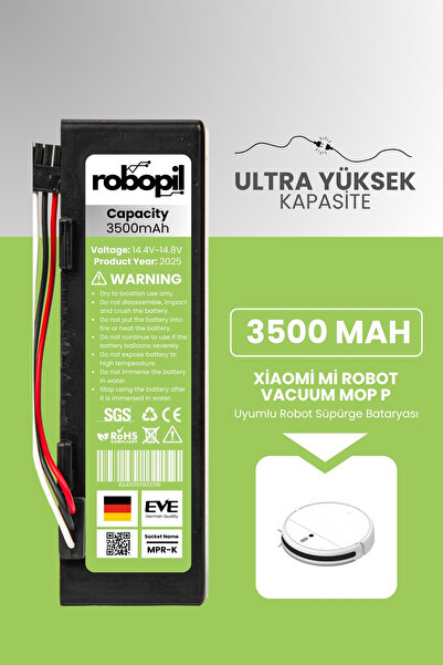 ROBOPİL Xiaomi Mi Robot Vacuum Mop P Uyumlu Batarya (ULTRA YÜKSEK KAPASİTE) 3...