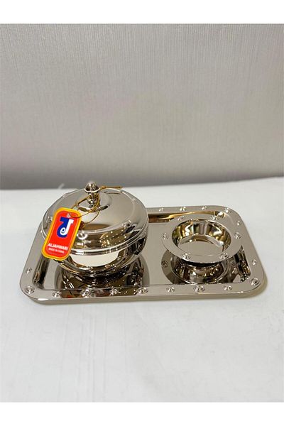 aljahwari Date set with a plate, a plate, and a serving tray, nickel silver