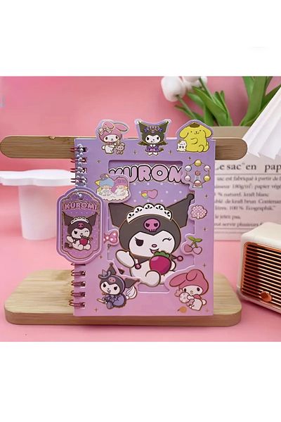 synshop Kuromi Cinnamoroll Sticker Label Sticker 16 Sheets (300 Pieces) Waterproof + Opaque 8 Sheets Notepad