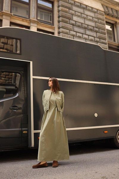 Cardella Γυναικείο Σετ Φόρεμα και Παλτό Alice Gilet με Συσπειρωμένη Μέση