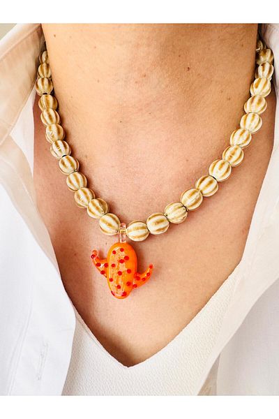 DEVİ fashion Murano Glass Cactus Tip Ceramic Pendant 45 cm