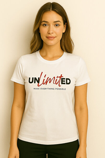 MONARCHMODA Tricou pentru femei (TRIOC PREMIUM ALB IMPRIMAT REGULAR FIT / CORT NORMAL 100% bumbac 100% GULER CU DUA ORI)