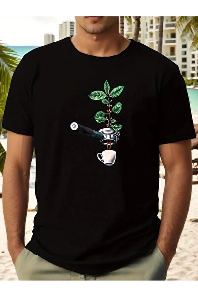 YRN COLLECTION تي شيرت أسود للجنسين للنساء/الرجال مطبوع عليه رقبة دائرية وأكم...