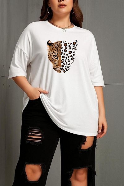 BENROMA 1 T-Shirt Gift for Purchases of 6 or More in Cart - Large Size Leopard Printed Unisex T-Shirt