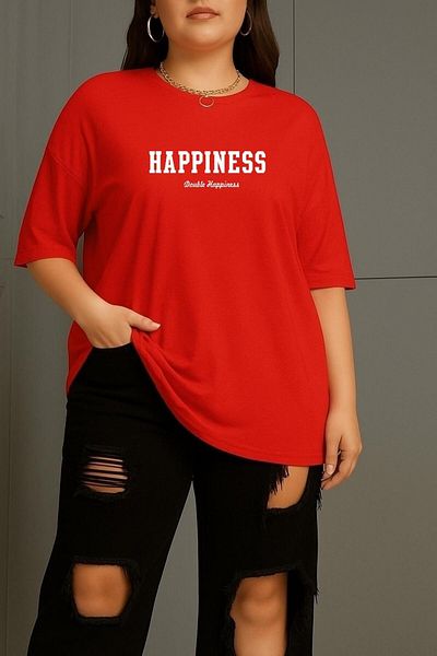 BENROMA 1 T-Shirt Gift for Purchases of 6 or More in Cart - Large Size Happiness Printed Unisex T-Shirt