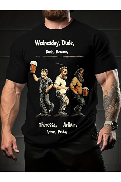 PERISENSE تي شيرت أسود للجنسين للنساء/الرجال مطبوع عليه رقبة دائرية وأكمام قص...