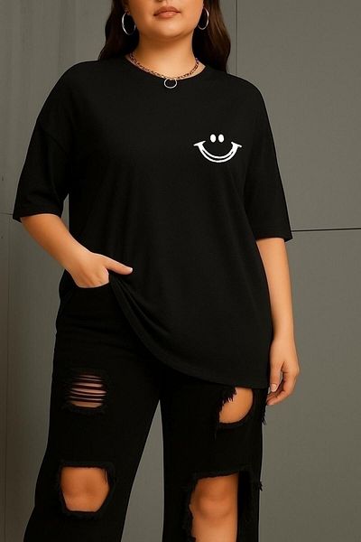 BENROMA 1 T-Shirt Gift for Purchases of 6 or More in Cart - Plus Size Smile Printed Unisex T-Shirt