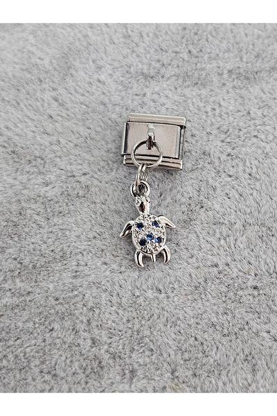 SiestaAccessories Blue Stone Turtle Dangle Italian Bracelet Charm