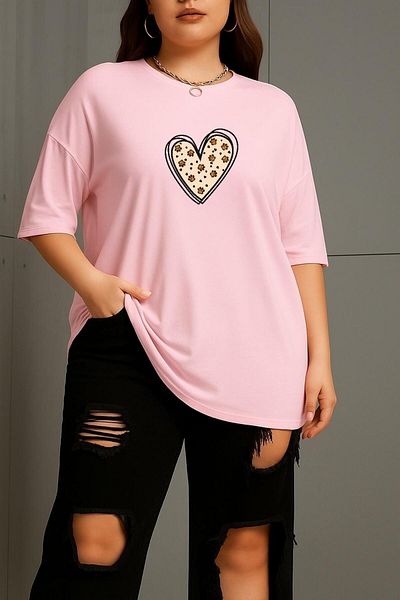 BENROMA In Cart 6 or More Purchases Get 1 T-Shirt as a Gift - Large Size Heart Paw Printed Unisex T-Shirt