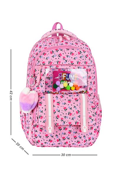 QL ACCESSORY Set of 3 Luxury Primary School Bags with Heart Pattern