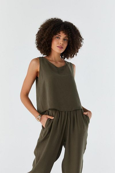 Shopping Shop Suspender Blouse Trousers Set Khaki