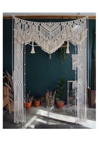 SuMavisi Makrome Perde / Düğün Konsept Arka Fon / Duvar Dekoru / El Yapımı / ...