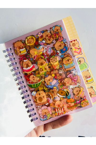 synshop Autocolant Capybara Capybara 16 pagini (300 bucăți) Impermeabil + Opac 8 pagini Note Deft