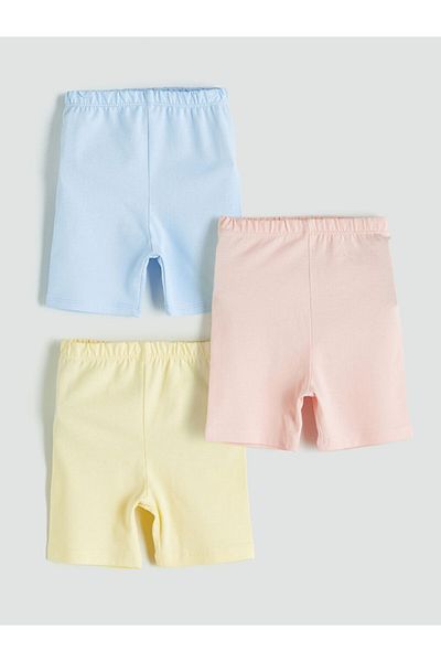 LC Waikiki Blue Elastic Waist Basic Baby Girl Short Leggings 3'