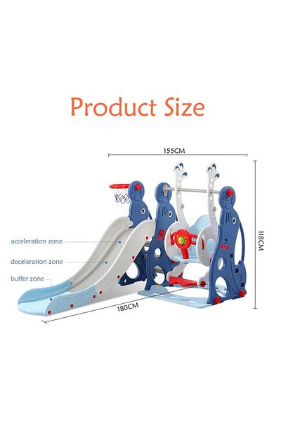 FULLJOY 3 in 1 Slide with Swing for Kids with Basketball - FHR-37