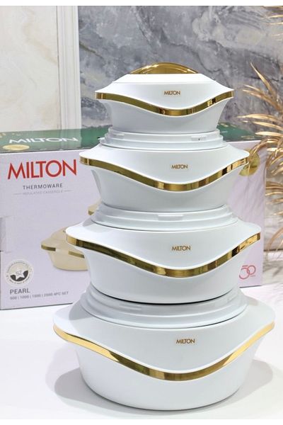 Un Milton Food Container Set of 4 Pieces 2.5L 1.5L 1L 0.5L White