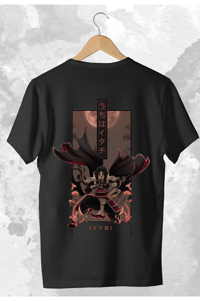 PERISENSE Tricou anime supradimensionat cu imprimeu Naruto Shippuden: Uchiha ...