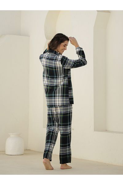 Sanskrutihomes By Styli Checked Long Sleeve Shirt and Pyjama Set