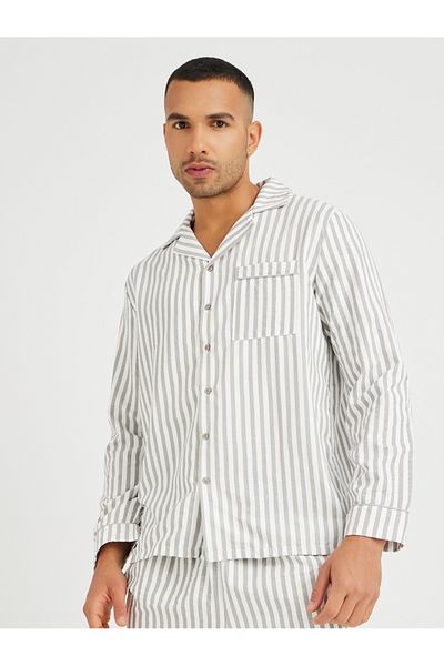 Styli Striped Long Sleeve Shirt and Shorts Pyjama Set