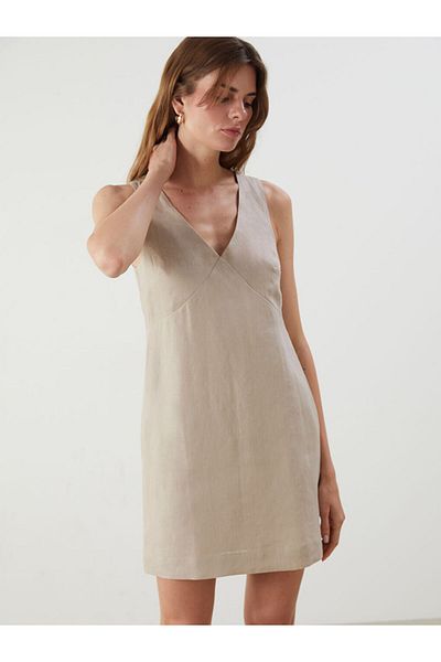 LC Waikiki Νέα σεζόν V Neck 0 Λινό Μίνι Φόρεμα - S5RB76Z8