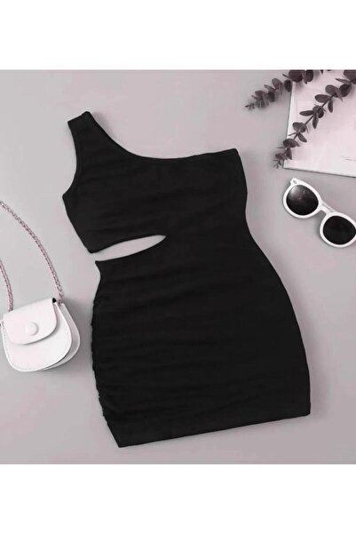 NoVibe Rochie mini cu bretele pentru fetiță, cu un singur umăr, decoltată în ...