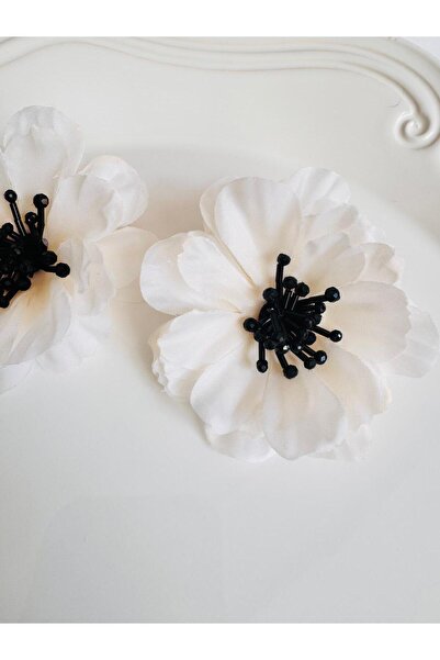 DEVİ fashion Large Cloth Flower Earrings 7 cm