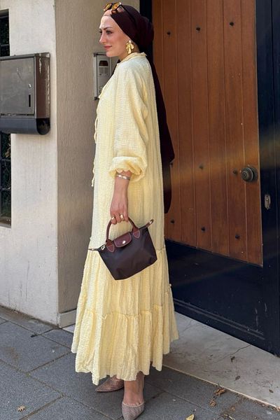 Monche Soléa Ruffle Detailed Butter Yellow Dress