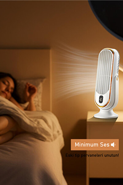 Quantis Yeni Nesil Dijital Göstergeli- 5 Kademeli- Çift Motorlu - 720° Dönebilir Kablosuz Şarjlı Fan