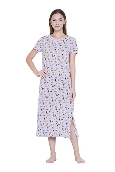 LAUREN SMITH قميص نوم كاجوال مطبوع باللون الأخضر الفاتح