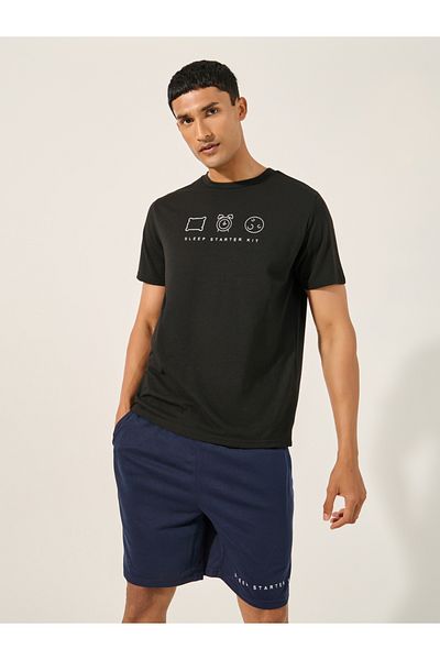 Styli Graphic Print Round Neck T-Shirt and Shorts Pyjama Set