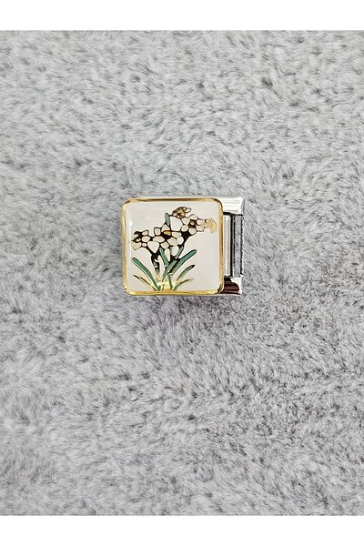 SiestaAccessories Flower Themed - White Daisy Italian Bracelet Charm