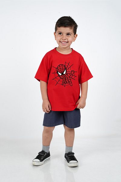 c.c.l. coccolin kids baby clup Boy's Spider Man Spider Man Printed Combed Cotton 2-Piece Bottom Top Elastic Waist Denim Shorts T-Shirt Set