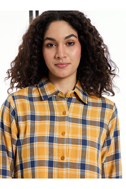 Sassafras By Styli Cotton Checked Lounge Longline Shirt