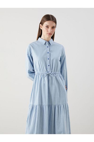 LC Waikiki New Season Shirt Collar Waist Seat Jean Dress - S5H708Z8